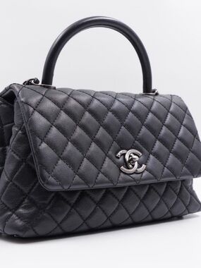 CHANEL Black Quilted Cavier Leather